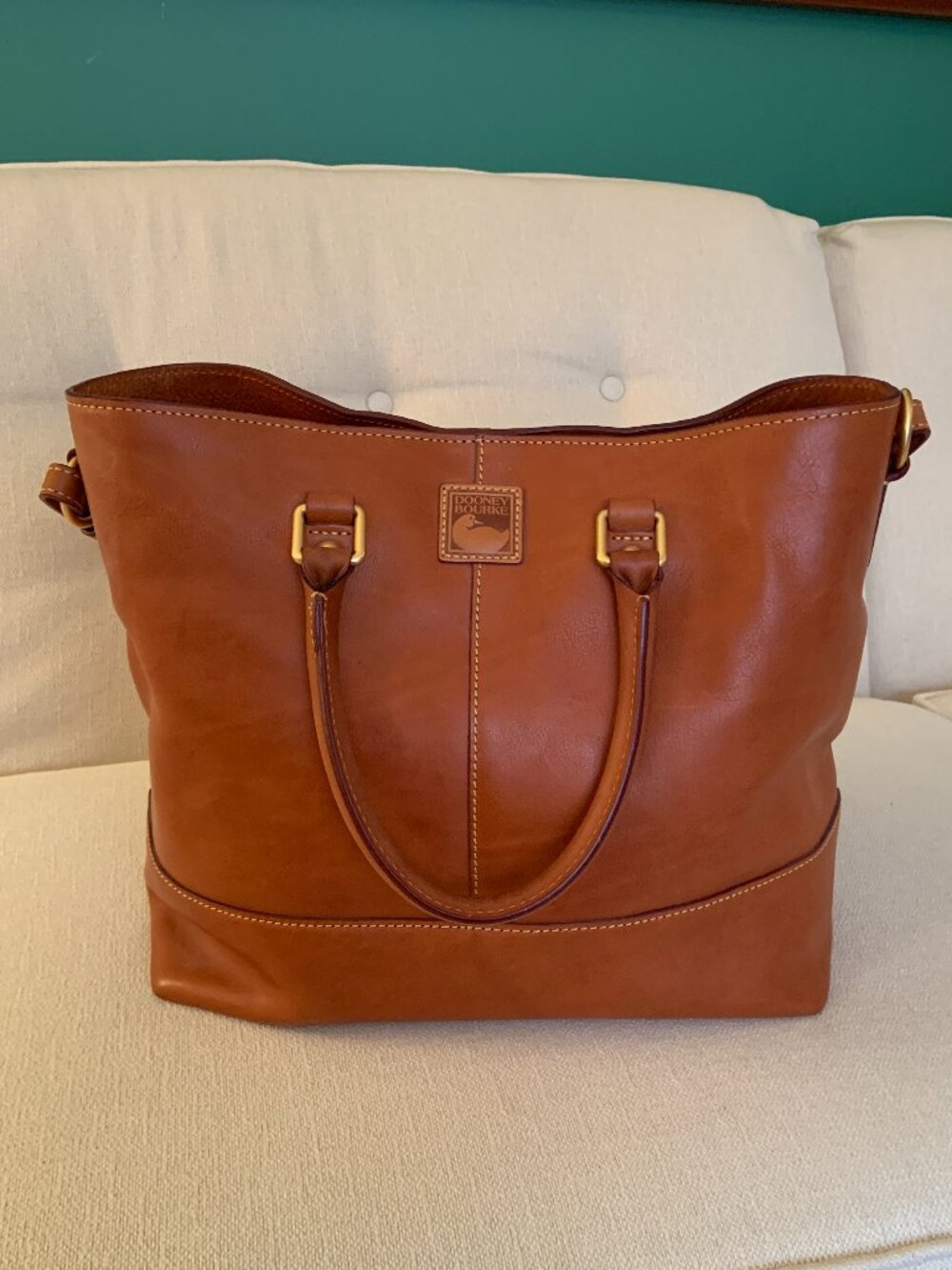 Dooney & Bourke Florentine Chelsea Shopper Tote – Leather Handbag in Natural Tan - Picture 15 of 15